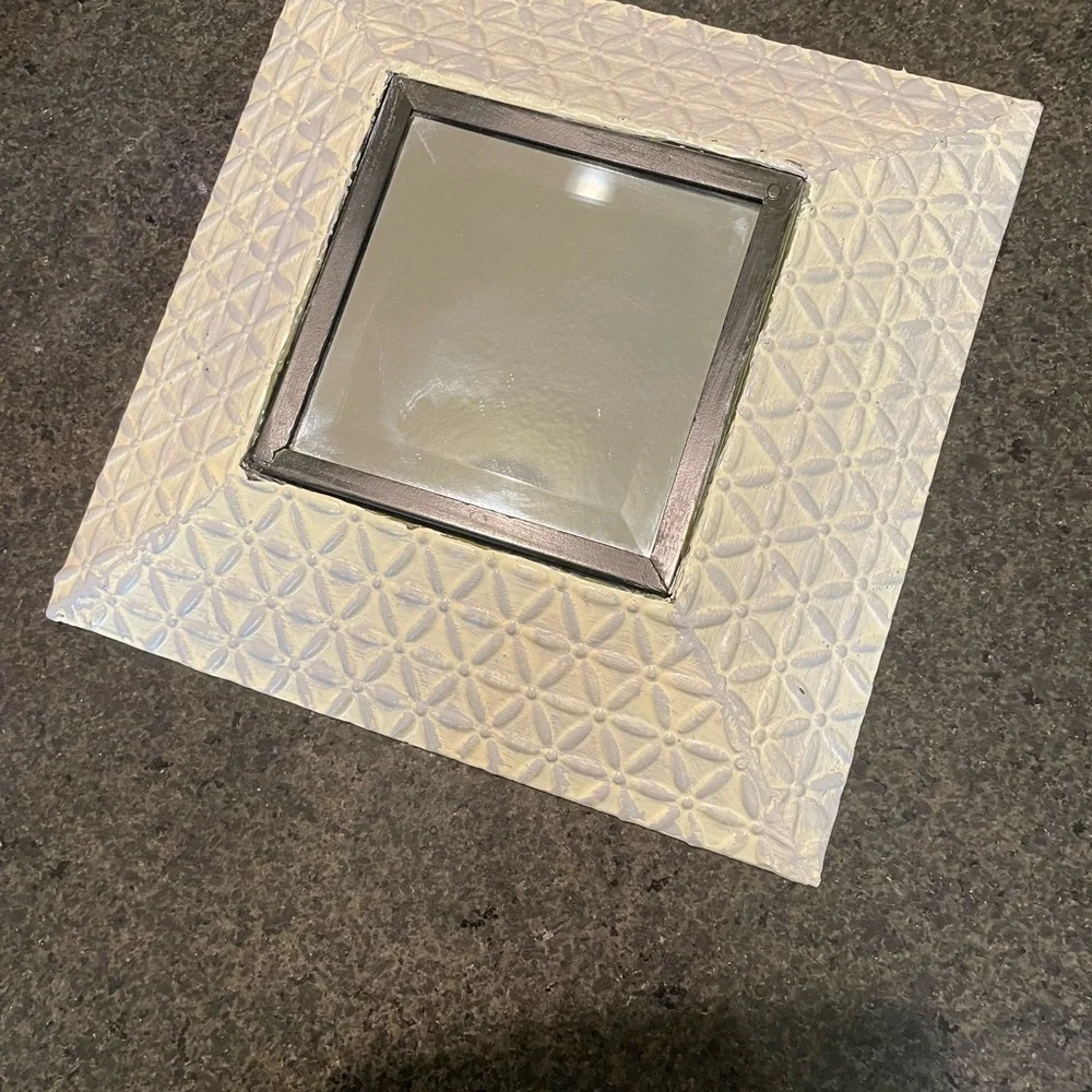 Vintage Cream and Silver Wall Mirror